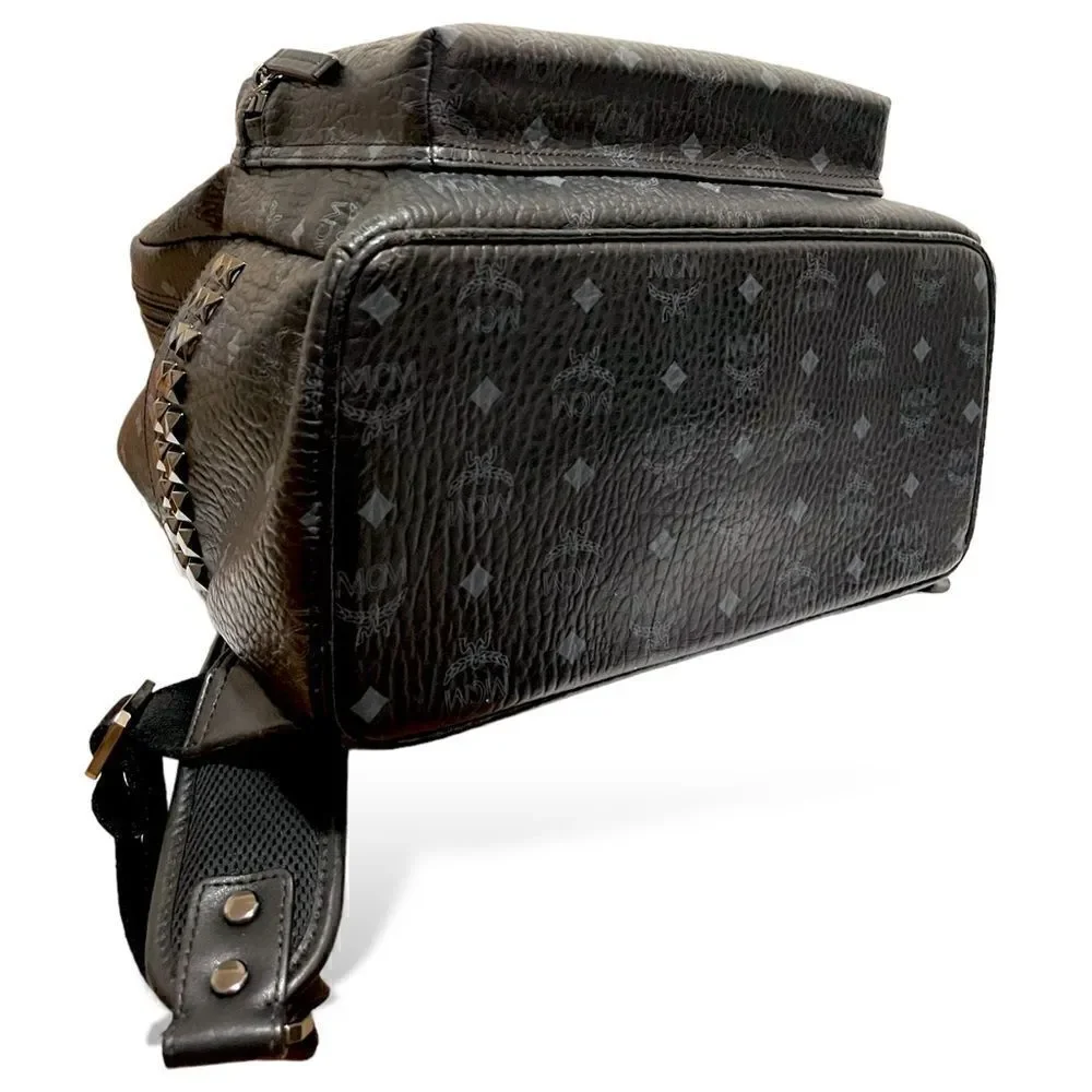 MCM Blk/Gry Monogram Stark Side Studs Backpack in Visetos |Size: 42.5cm|
